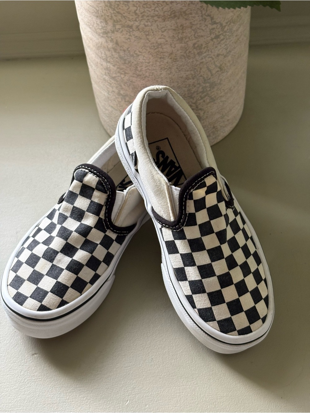 Vans Kids Slip-On Sneakers - Black and White Checkerboard